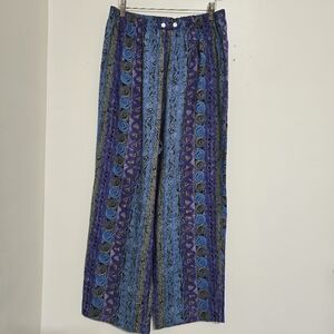 vintage 90s‎ size Large Boho Wide Leg Elastic Waist Pull On Pants FIRST OPTION